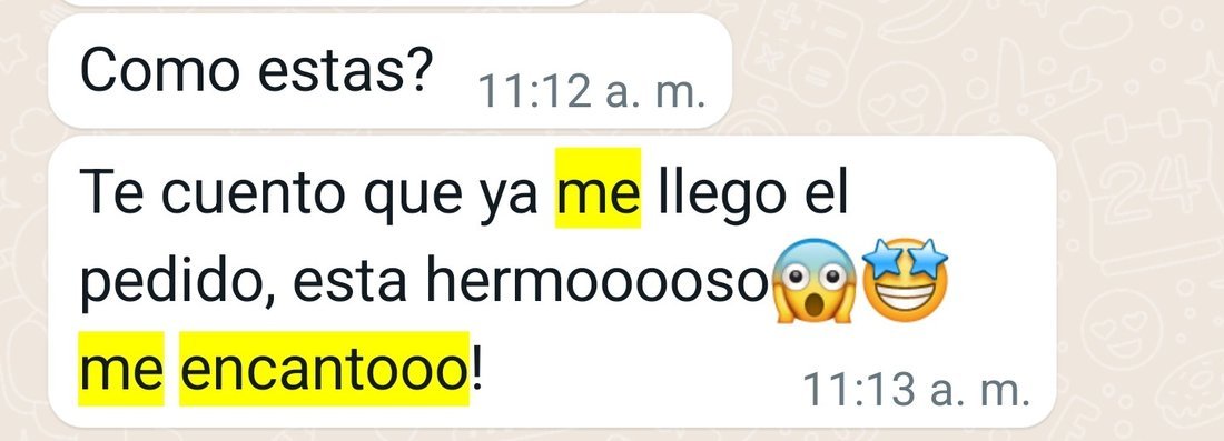 Captura real de WhatsApp: reseña de Mónica A.